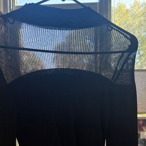 Commense Black Sheer Panel Blouse
